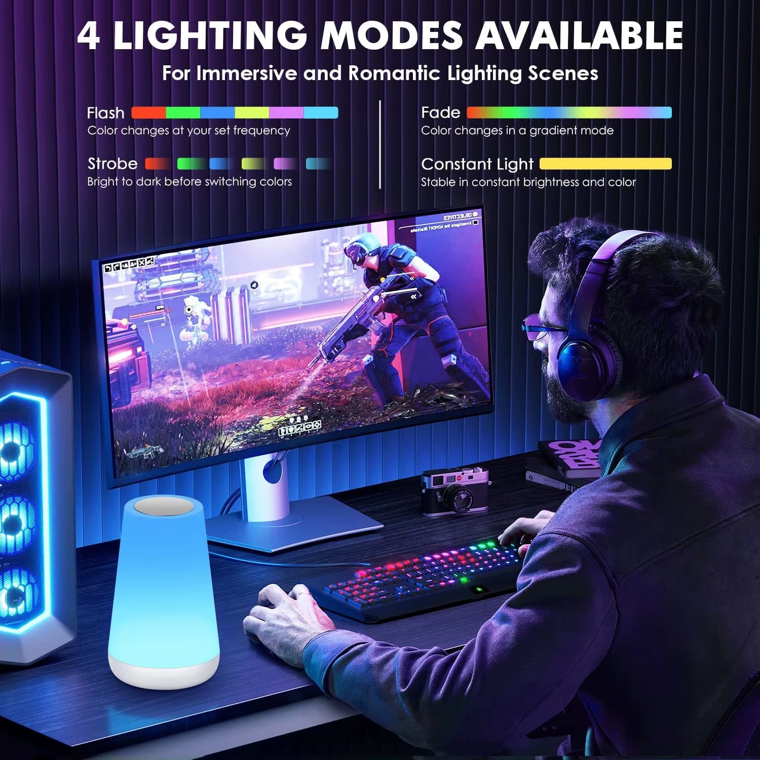 LED 13 Color Changing Night Light Remote Control Touch USB Rechargeable RGB Night Lamp Dimmable Lamp Portable Table Bedside Lamp