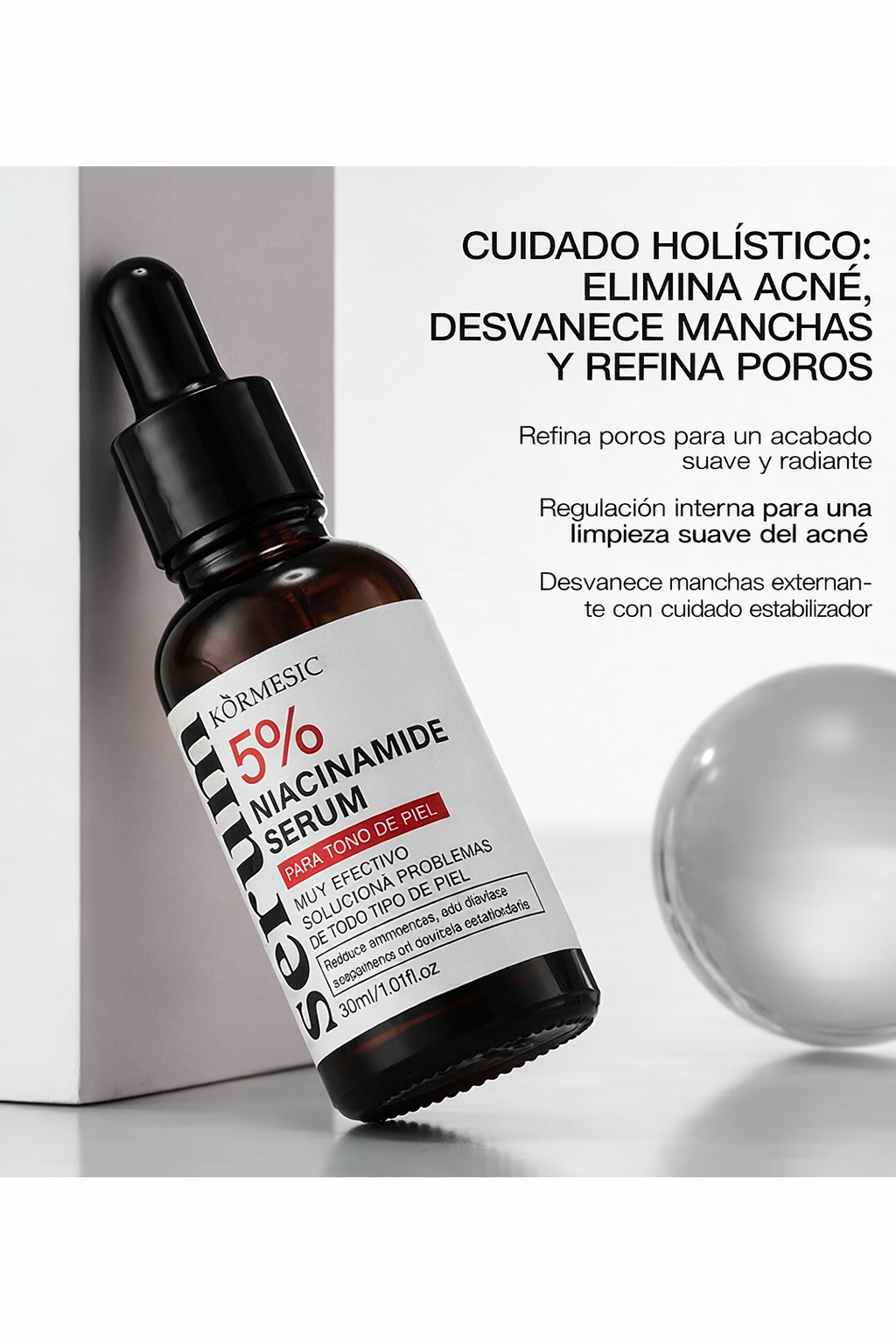 Kormesic Suero de niacinamida al 5 %: aclara y reduce la opacidad de la piel (30 ml)